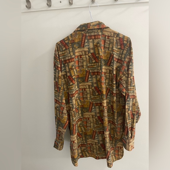 Book patterned button up by Marcella, Mens large - Picture 3 of 3